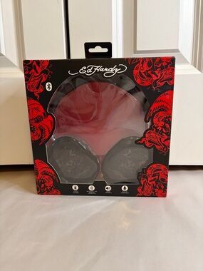 Ed Hardy Black and Red Tattoo-Inspired Bluetooth Headphones